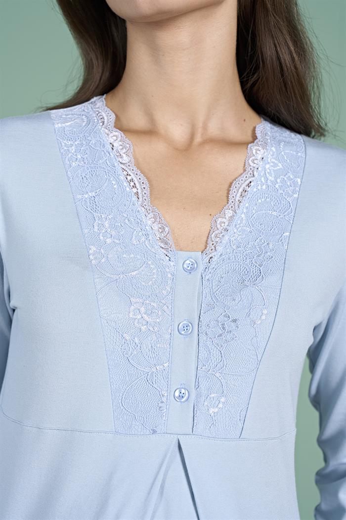 Kadın Mavi Lohusa Pijama 