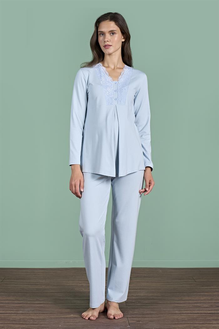 Kadın Mavi Lohusa Pijama 