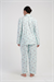 Kadın Mavi Marla Gömlek Yaka Düğmeli Battal Pijama Üstü
