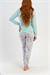 Kadın Mavi Paçası Lastikli Pijama Altı