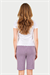 Kadın Mor Viskon Cepli Şort