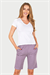 Kadın Mor Viskon Cepli Şort