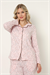 Kadın Pembe Çiçekli Önden Düğmeli Termal Üst