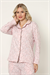 Kadın Pembe Çiçekli Önden Düğmeli Termal Üst