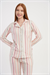 Kadın Pembe Çizgili Marla Gömlek Yaka Tamamı Düğmeli Pijama Üstü