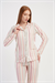 Kadın Pembe Çizgili Marla Gömlek Yaka Tamamı Düğmeli Pijama Üstü