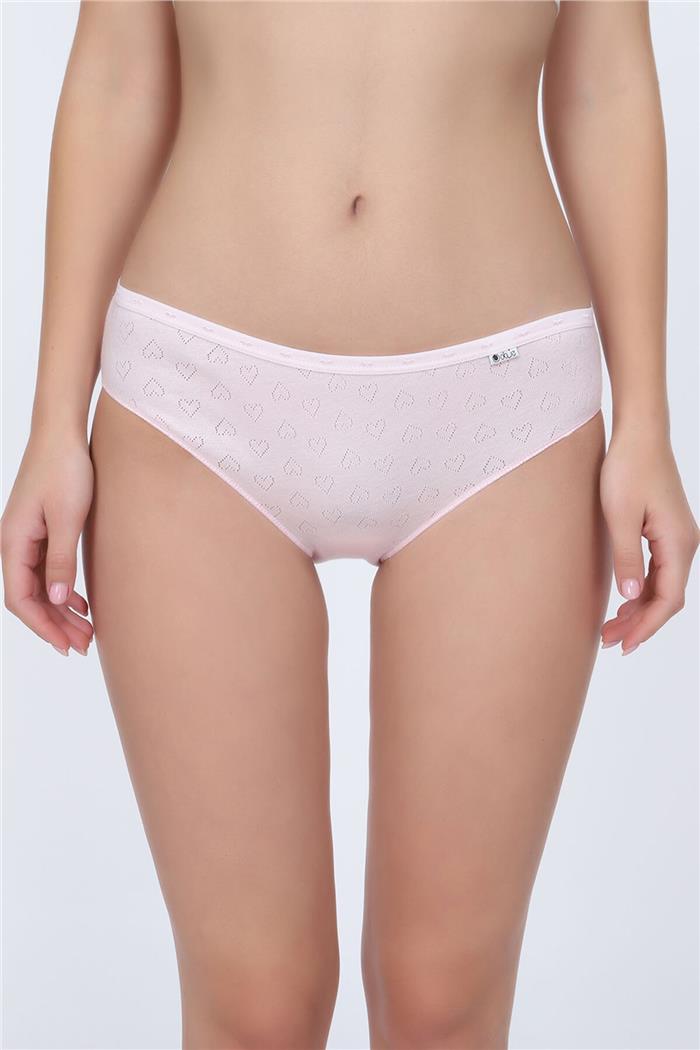 Kadın Pembe Jakarlı Kalpli Slip