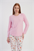 Kadın Pembe Marla Uzun Kol Pijama Üstü