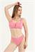 Kadın Pembe Önü Düğme Detay Simli Bikini Takım