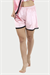 Kadın Pembe Paçası Dantelli Kadife Şort