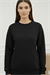Kadın Siyah 3 İplik Şardonlu Oversize Sweat