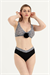 Kadın Siyah Beyaz Güllü Bikini Takım
