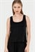 Kadın Siyah Ajurlu Ribana Geniş Askılı Bluz