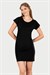 Kadın Siyah Modal Düşük Omuz Basic Elbise