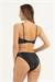 Kadın Siyah Önü Düğme Detay Simli Bikini Takım