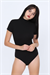 Kadın Siyah Penye Yarım Kol Çıtçıtlı Body