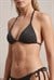 Kadın Siyah Simli Bağcıklı Üçgen Bikini Takım