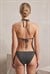 Kadın Siyah Simli Bağcıklı Üçgen Bikini Takım