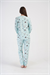Kadın Su Yeşili O Yaka Uzun Kol Eteği Oval Pijama Üstü