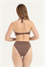 Kadın Taş Rengi Güllü Bikini Takım