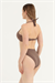 Kadın Taş Rengi Güllü Bikini Takım