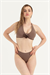 Kadın Taş Rengi Güllü Bikini Takım