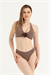 Kadın Taş Rengi Güllü Bikini Takım