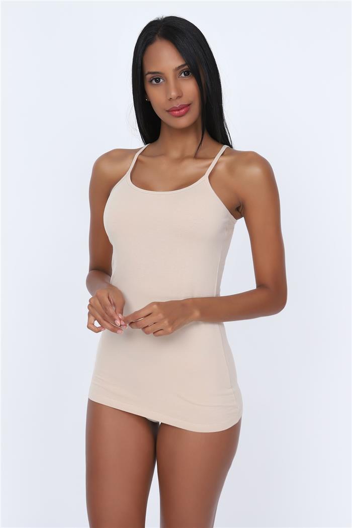 Kadın Ten İp Askılı Uzun Atlet