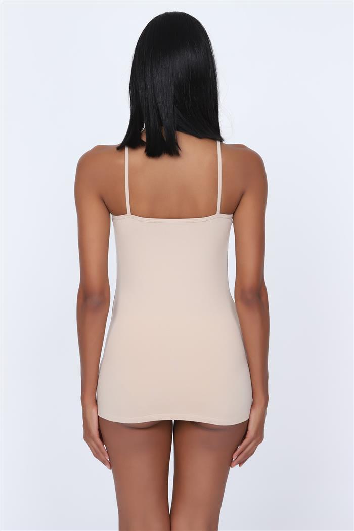 Kadın Ten İp Askılı Uzun Atlet