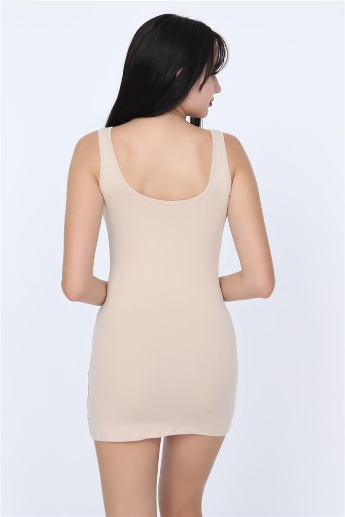 Kadın Ten Kalın Askılı Tunik