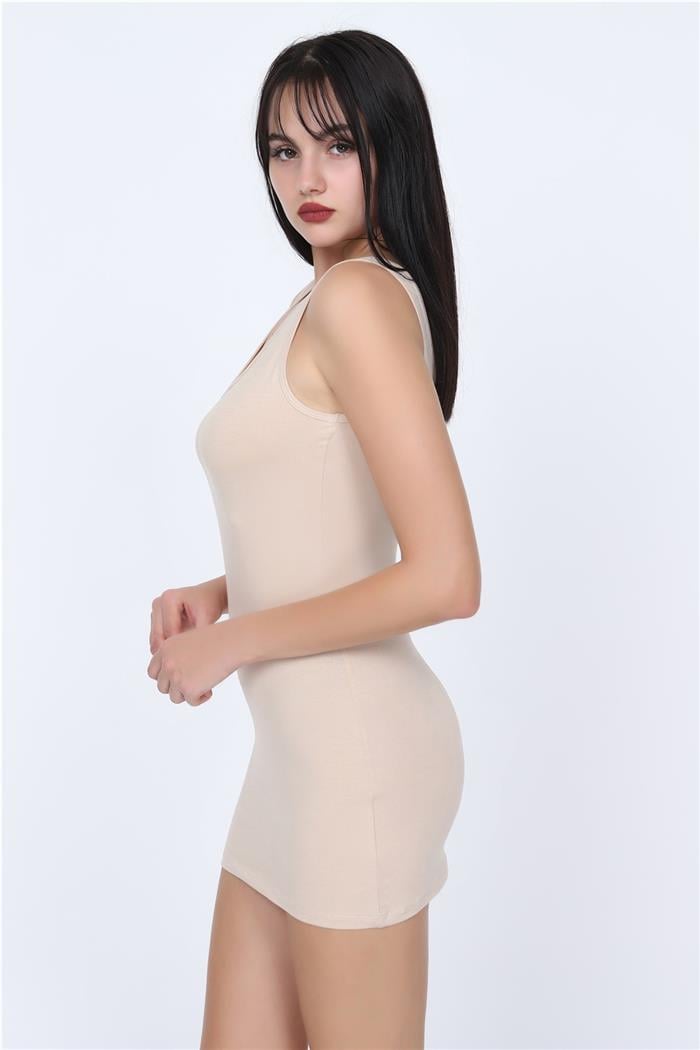 Kadın Ten Kalın Askılı Tunik