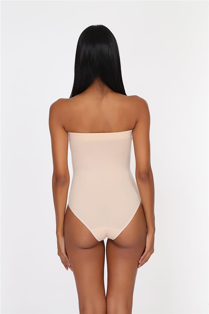 Kadın Ten Modal Straplez Çıtçıtlı Body
