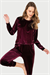Kadın Vişne Kadife Uzunkol Üst