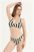 Kadın Yeşil Çizgili V Yaka Bikini Takım