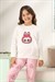 Kız Çocuk Ekru Labubu Desen Uzun Kol Pijama Üsü