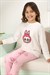 Kız Çocuk Ekru Labubu Desen Uzun Kol Pijama Üsü