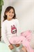 Kız Çocuk Ekru Labubu Desen Uzun Kol Pijama Üsü