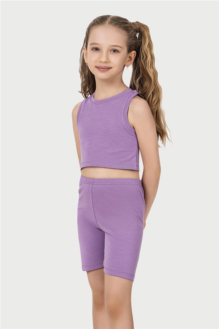 Kız Çocuk Lila Halter Yaka Atlet