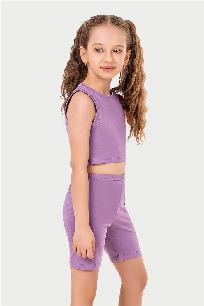 Kız Çocuk Lila Halter Yaka Atlet