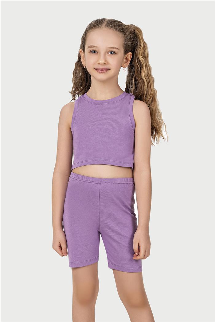 Kız Çocuk Lila Halter Yaka Atlet