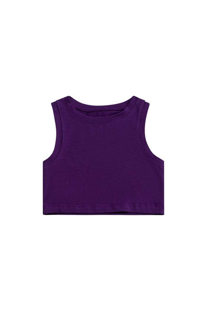 Kız Çocuk Mor Cotton Halter Yaka Crop