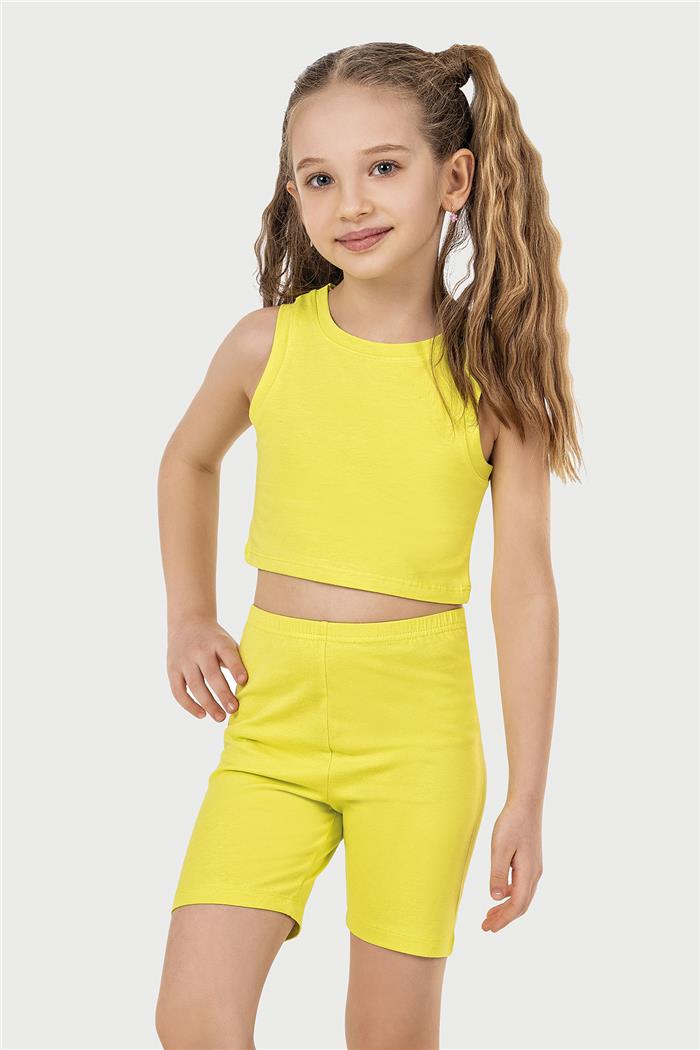 Kız Çocuk Neon Yeşil Halter Yaka Atlet