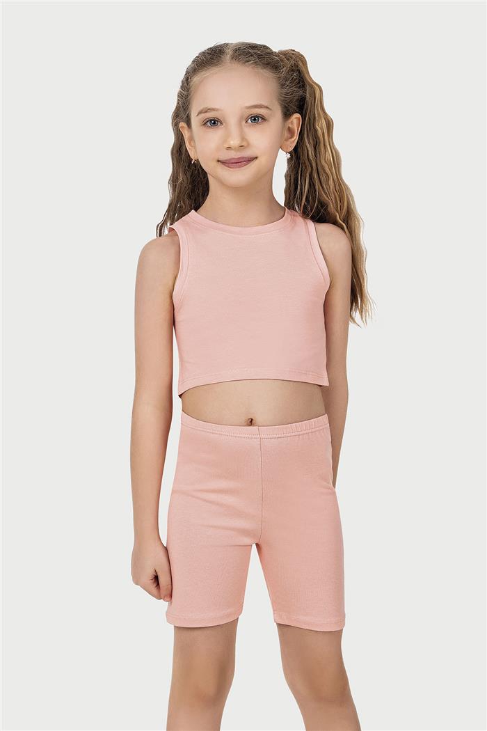 Kız Çocuk Somon Halter Yaka Atlet