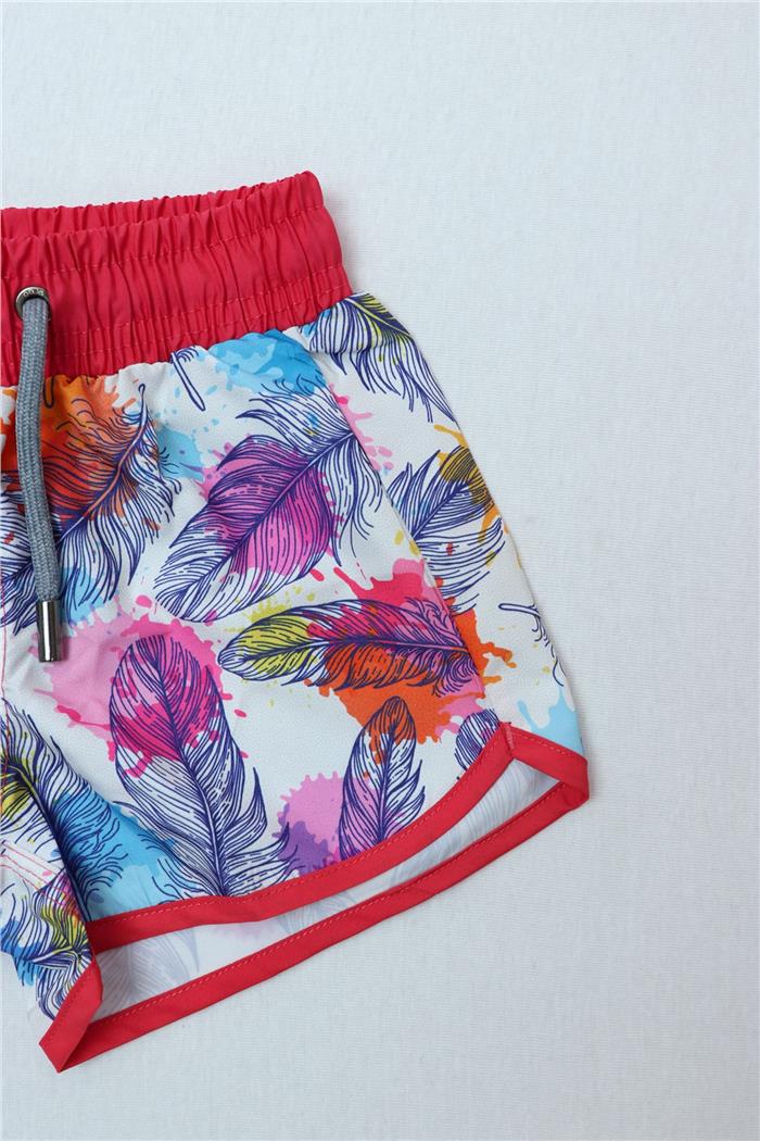 Kız Çocuk Tüy Desenli Deniz Şortu 