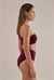Kadın Bordo Tek Omuz Yüksek Bel Bikini Takım