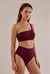 Kadın Bordo Tek Omuz Yüksek Bel Bikini Takım