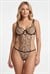 Kadın Siyah Leopar Desenli Bodysuite