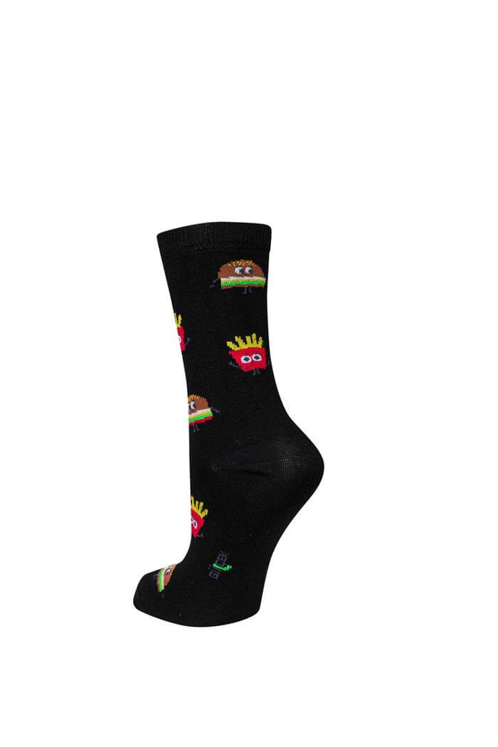 Unisex Hamburger Desen 5li Çorap
