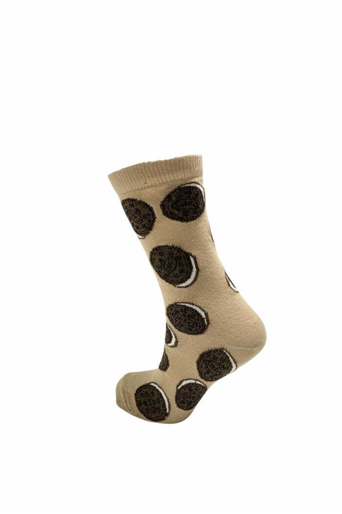 Unisex Kahve Zemin Oreo Desen 5li Çorap