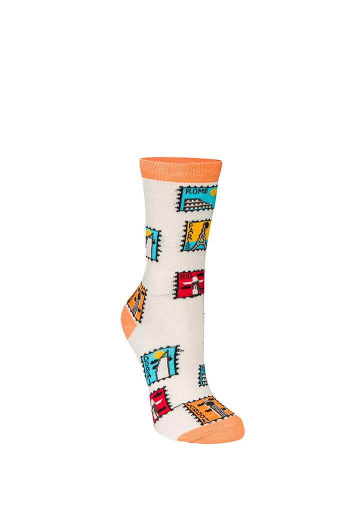 Unisex Krem London Desen 5li Çorap